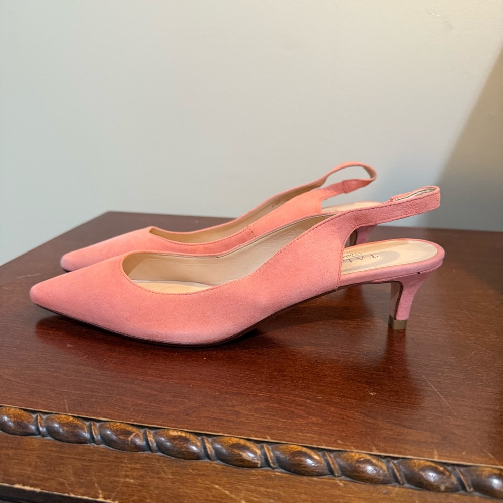 Talbots Coral Leather Suede Kitten Heel Slingback Dress Shoes 6.5 EUC Elegant